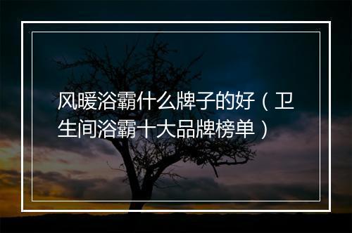 风暖浴霸什么牌子的好（卫生间浴霸十大品牌榜单）