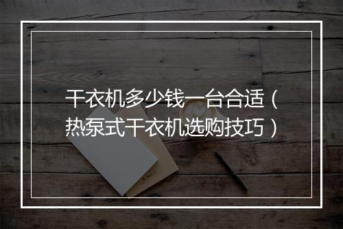 干衣机多少钱一台合适（热泵式干衣机选购技巧）