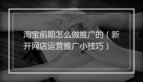 淘宝前期怎么做推广的（新开网店运营推广小技巧）