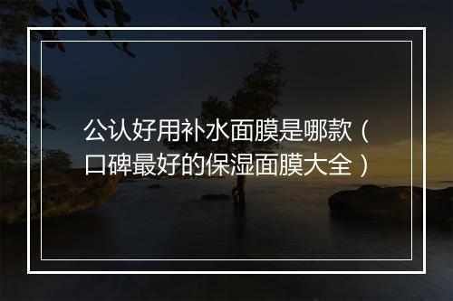 公认好用补水面膜是哪款（口碑最好的保湿面膜大全）