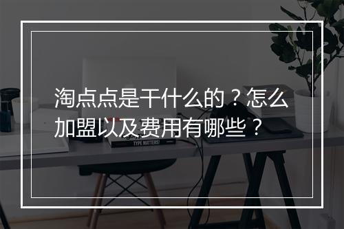 淘点点是干什么的？怎么加盟以及费用有哪些？