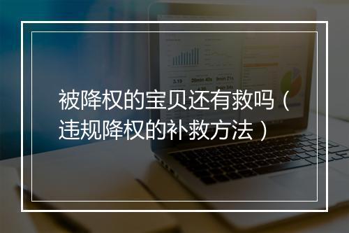 被降权的宝贝还有救吗（违规降权的补救方法）