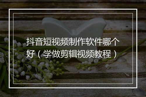 抖音短视频制作软件哪个好（学做剪辑视频教程）