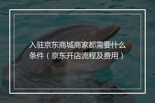 入驻京东商城商家都需要什么条件（京东开店流程及费用）