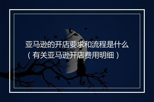 亚马逊的开店要求和流程是什么（有关亚马逊开店费用明细）