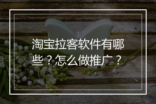 淘宝拉客软件有哪些？怎么做推广？