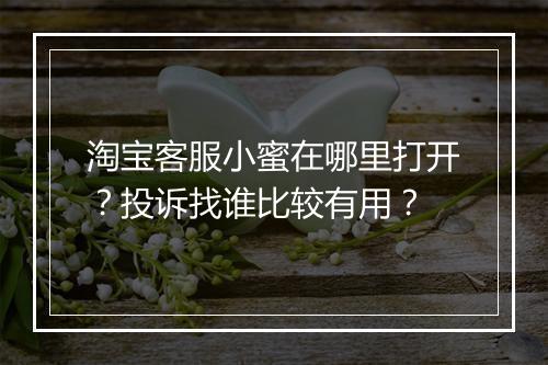 淘宝客服小蜜在哪里打开？投诉找谁比较有用？