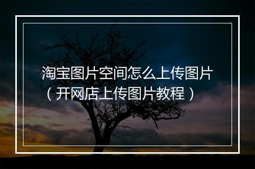 淘宝图片空间怎么上传图片（开网店上传图片教程）