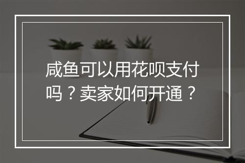 咸鱼可以用花呗支付吗？卖家如何开通？