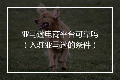 亚马逊电商平台可靠吗（入驻亚马逊的条件）