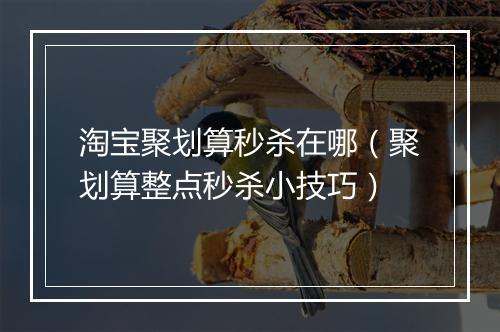 淘宝聚划算秒杀在哪（聚划算整点秒杀小技巧）