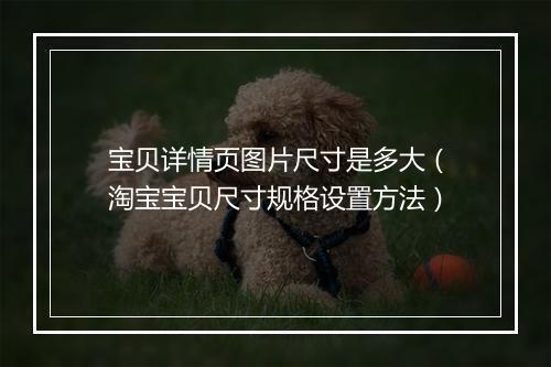 宝贝详情页图片尺寸是多大（淘宝宝贝尺寸规格设置方法）