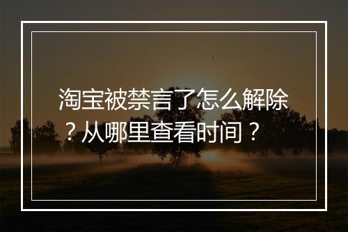 淘宝被禁言了怎么解除？从哪里查看时间？