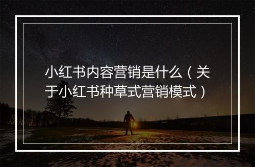小红书内容营销是什么（关于小红书种草式营销模式）