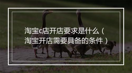 淘宝c店开店要求是什么（淘宝开店需要具备的条件）