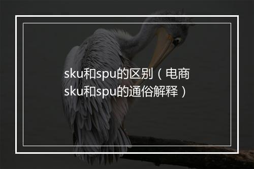 sku和spu的区别（电商sku和spu的通俗解释）