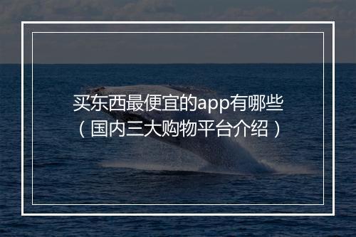 买东西最便宜的app有哪些（国内三大购物平台介绍）