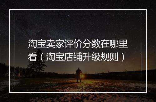 淘宝卖家评价分数在哪里看（淘宝店铺升级规则）