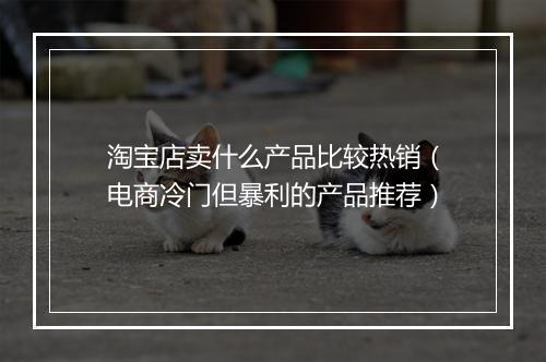 淘宝店卖什么产品比较热销（电商冷门但暴利的产品推荐）