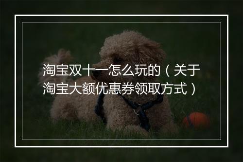 淘宝双十一怎么玩的（关于淘宝大额优惠券领取方式）