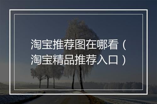 淘宝推荐图在哪看（淘宝精品推荐入口）