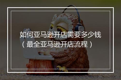 如何亚马逊开店需要多少钱（最全亚马逊开店流程）