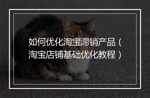 如何优化淘宝滞销产品（淘宝店铺基础优化教程）