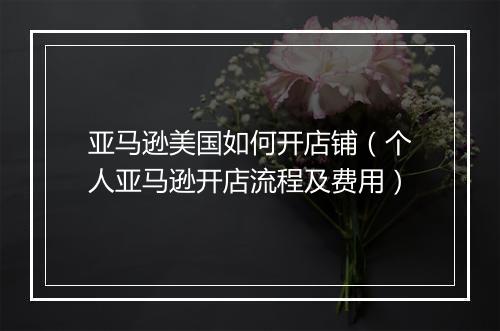 亚马逊美国如何开店铺（个人亚马逊开店流程及费用）