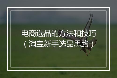 电商选品的方法和技巧（淘宝新手选品思路）