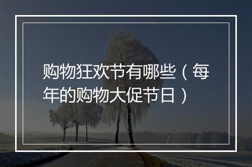 购物狂欢节有哪些（每年的购物大促节日）