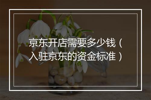 京东开店需要多少钱（入驻京东的资金标准）