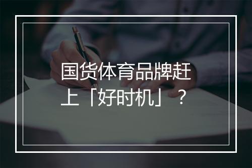 国货体育品牌赶上「好时机」？