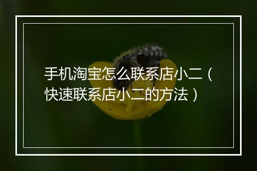 手机淘宝怎么联系店小二（快速联系店小二的方法）