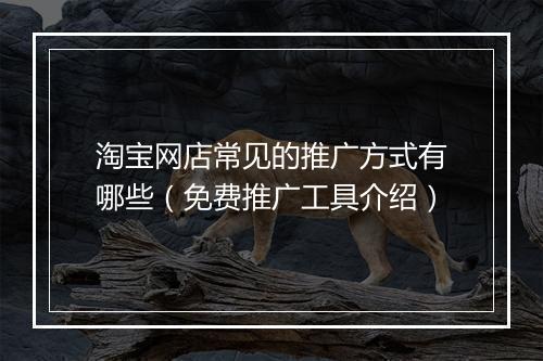 淘宝网店常见的推广方式有哪些（免费推广工具介绍）