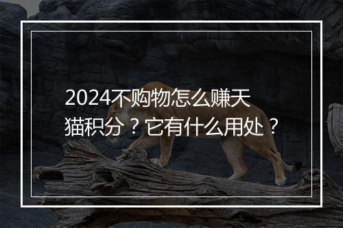 2024不购物怎么赚天猫积分？它有什么用处？