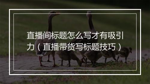 直播间标题怎么写才有吸引力（直播带货写标题技巧）