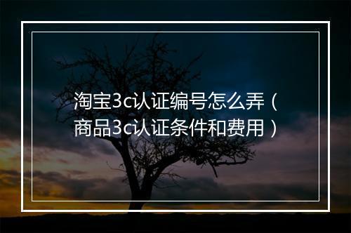 淘宝3c认证编号怎么弄（商品3c认证条件和费用）