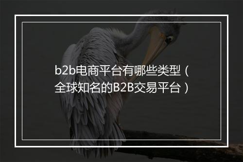 b2b电商平台有哪些类型（全球知名的B2B交易平台）