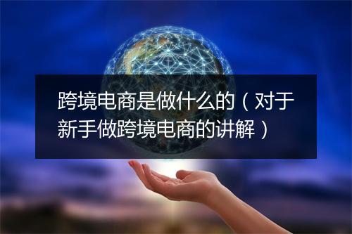 跨境电商是做什么的（对于新手做跨境电商的讲解）