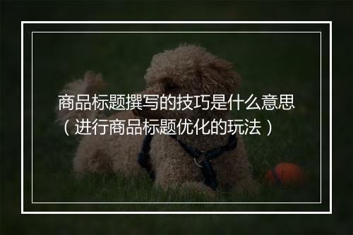 商品标题撰写的技巧是什么意思（进行商品标题优化的玩法）
