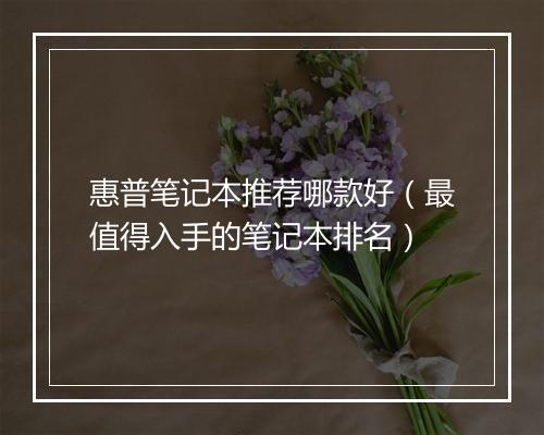 惠普笔记本推荐哪款好（最值得入手的笔记本排名）