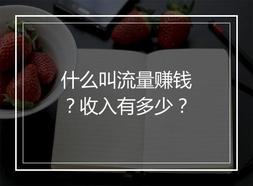 什么叫流量赚钱？收入有多少？