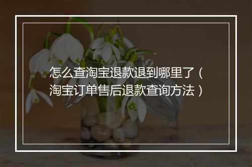 怎么查淘宝退款退到哪里了（淘宝订单售后退款查询方法）