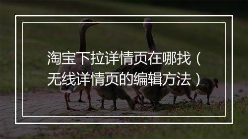 淘宝下拉详情页在哪找（无线详情页的编辑方法）