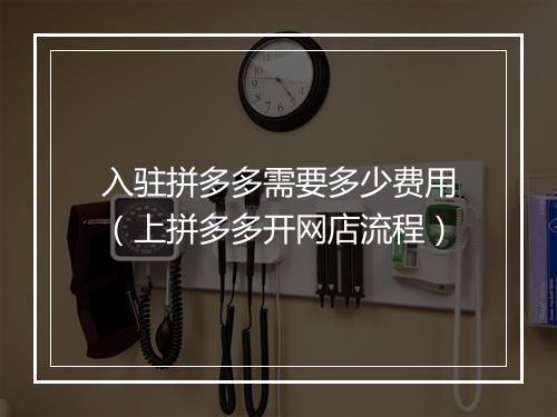入驻拼多多需要多少费用（上拼多多开网店流程）