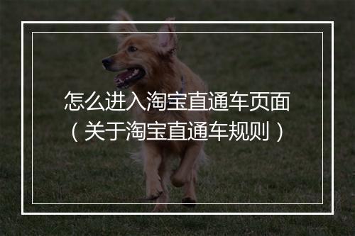 怎么进入淘宝直通车页面（关于淘宝直通车规则）