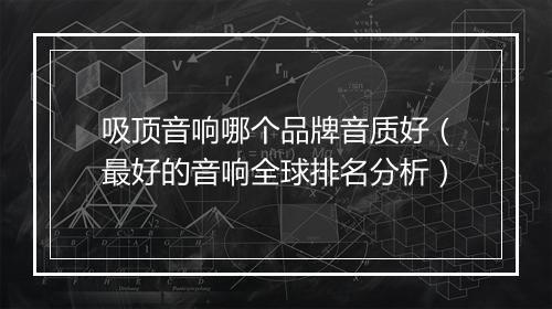 吸顶音响哪个品牌音质好（最好的音响全球排名分析）