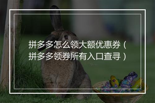 拼多多怎么领大额优惠券（拼多多领券所有入口查寻）