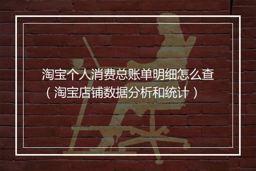 淘宝个人消费总账单明细怎么查（淘宝店铺数据分析和统计）