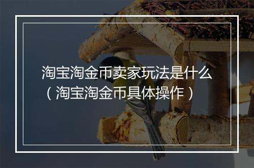淘宝淘金币卖家玩法是什么（淘宝淘金币具体操作）